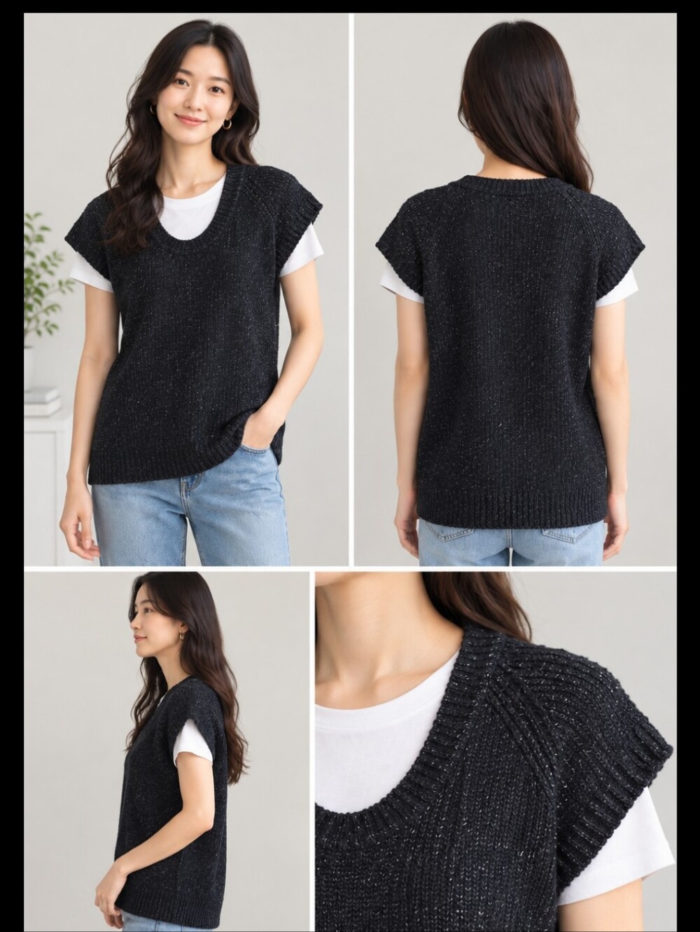 ❄️ Women's Gray Wool Blend Sweater Vest